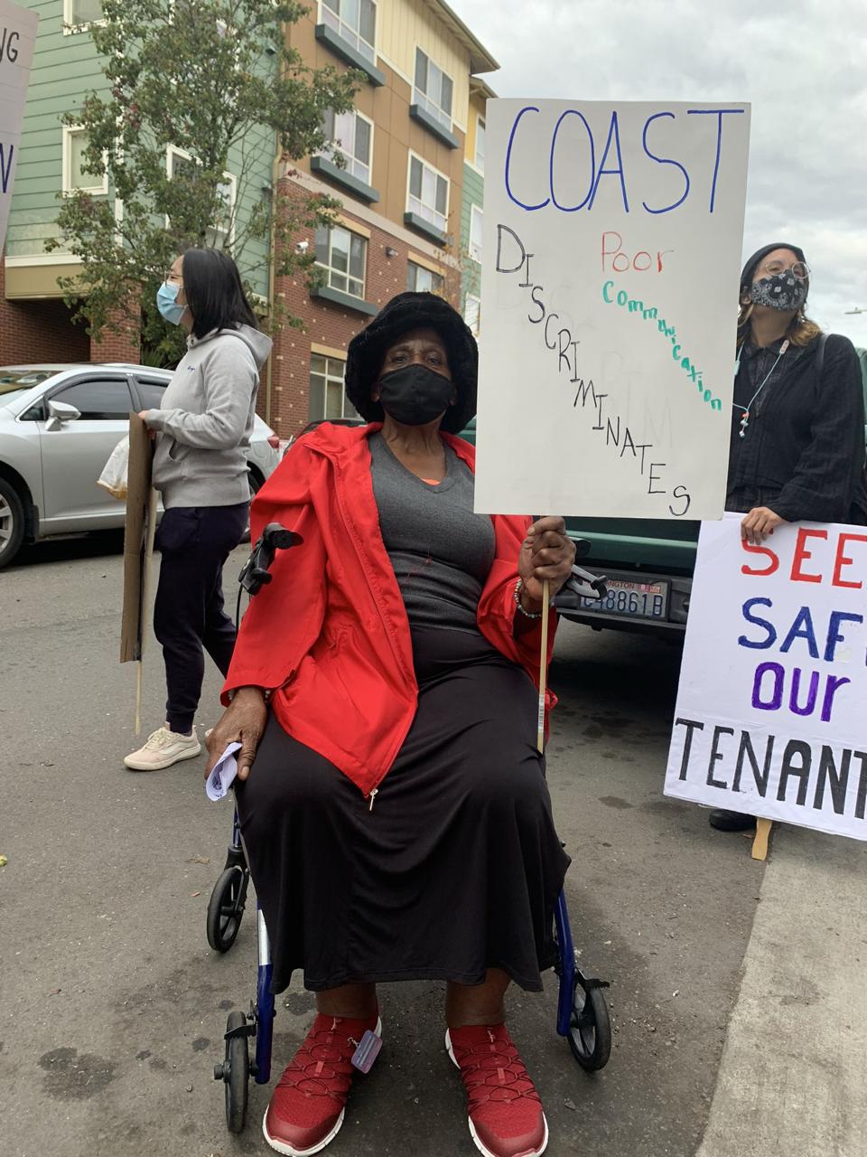 Tenants at Rainier Court in Seattle protest rent increases and housing conditions againast their non-profit landlord.
